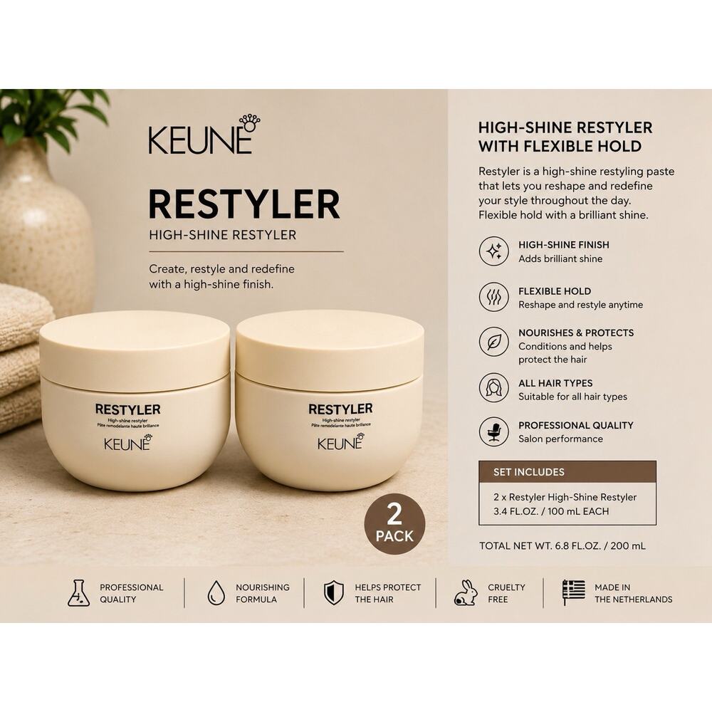 KEUNE Restyler Duo 3.4 fl oz High Shine Flexible Hold Hair Paste Set